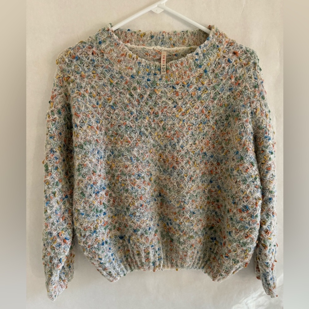 Raga Anthropologie Confetti Fuzzy Pullover Multicolor Pastel Sweater